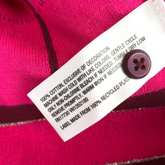 Merona Crew Neck Cardigan Sweater Womens M Two Tone Pink Maroon Grid Print NEW - Picture 8 of 8